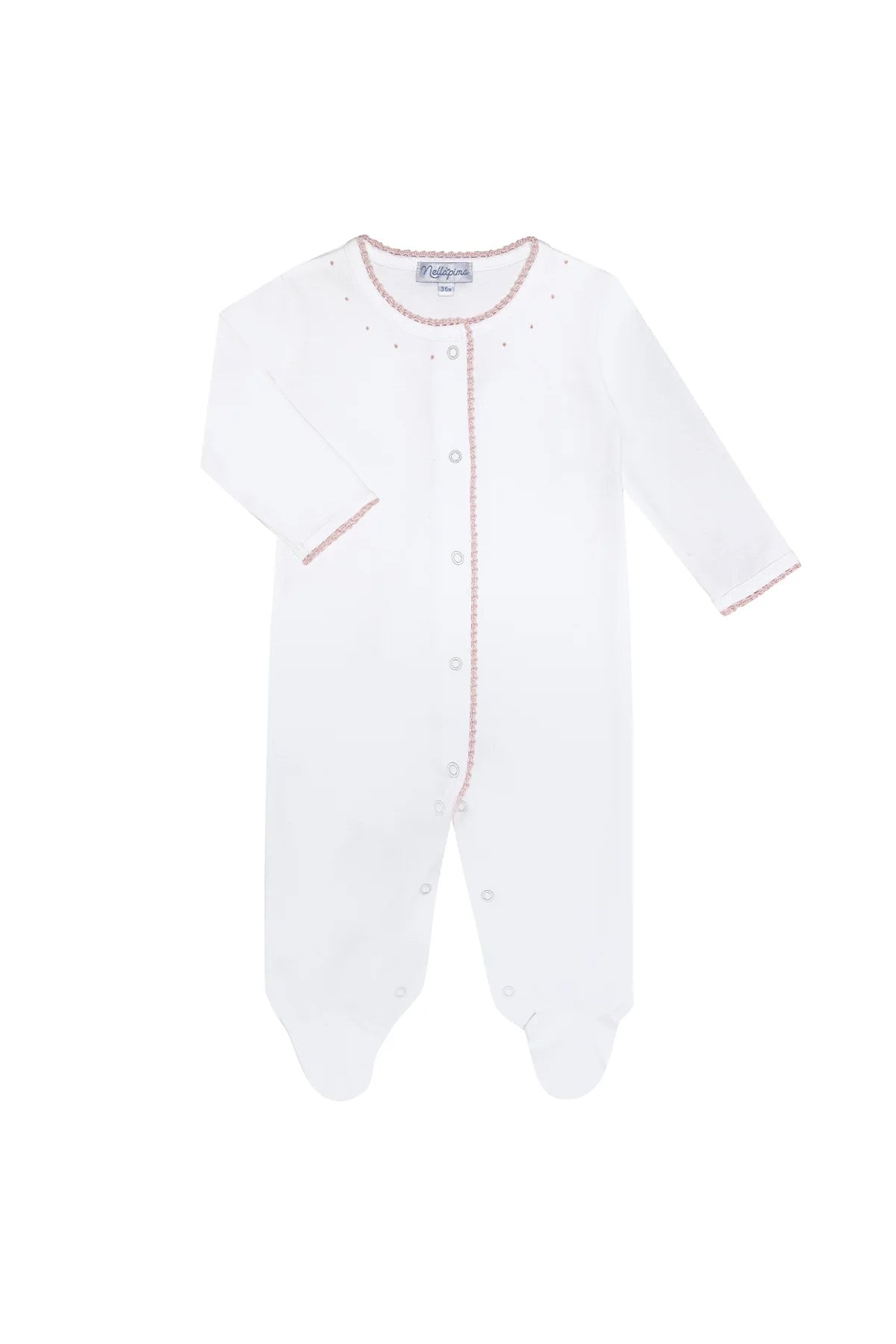 Nella Pima Crochet Trim Footie