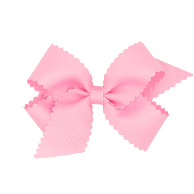 Wee Ones, Medium Bow w/ Scalloped Edge, Pearl Pink