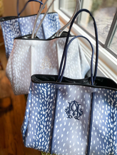 Navy Fawn Neoprene Tote