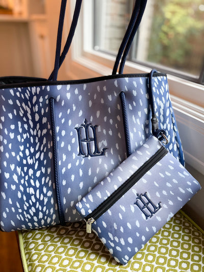 Navy Fawn Neoprene Tote