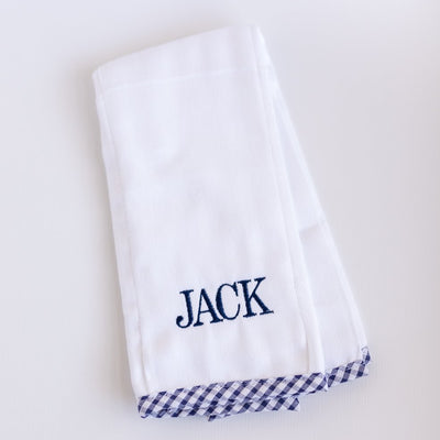 Gingham Trimmed Burp Cloths (5 Colors)