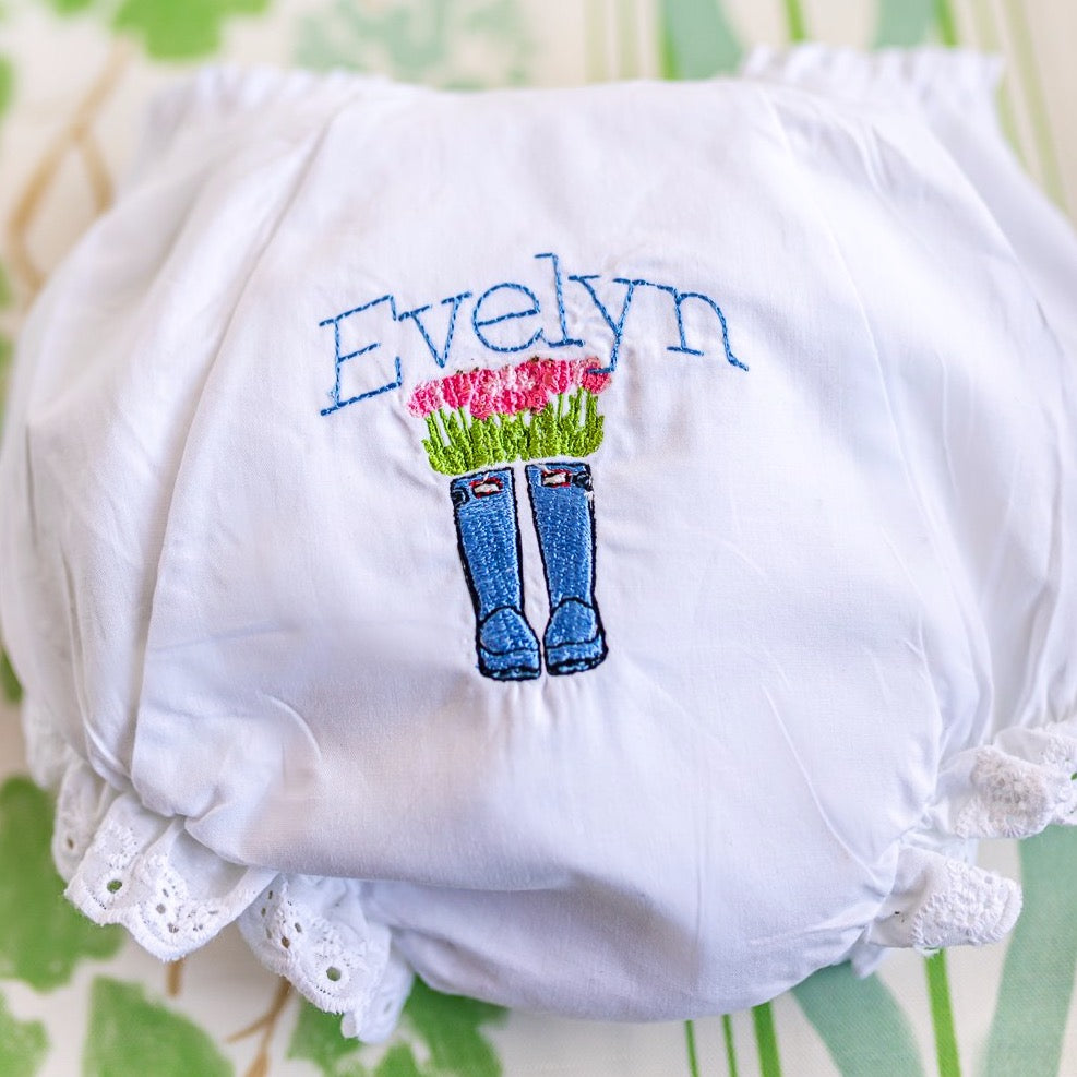 White Eyelet Trim Bloomers