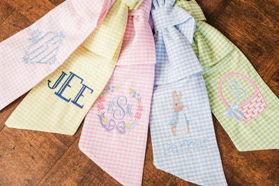 Blue Stripe Basket Bow