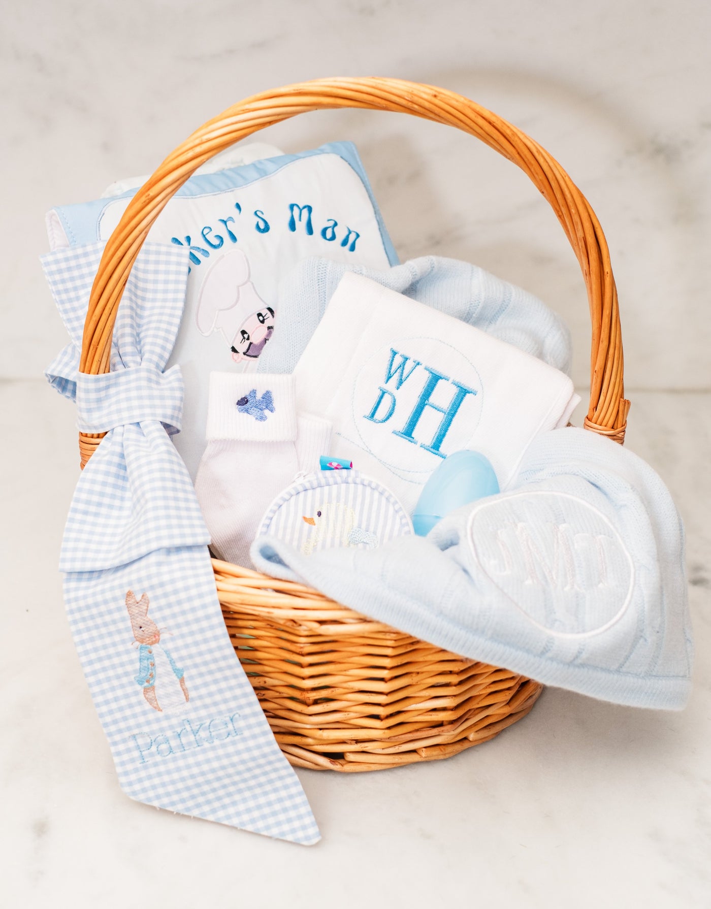 Blue Stripe Basket Bow