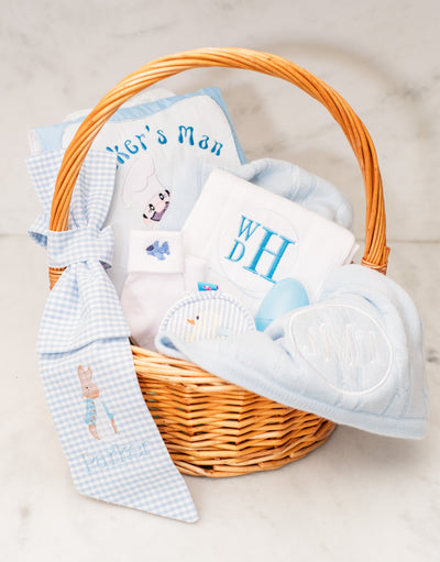 Blue Stripe Basket Bow