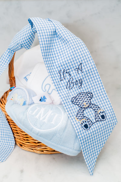 Blue Stripe Basket Bow