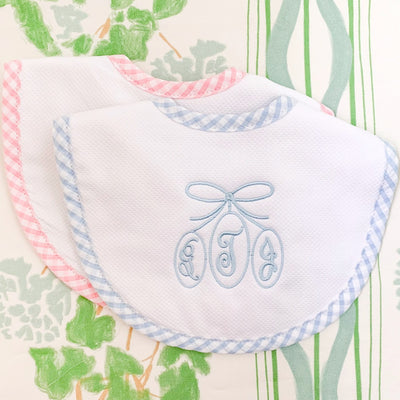 Gingham Trimmed Bibs (3 Colors)