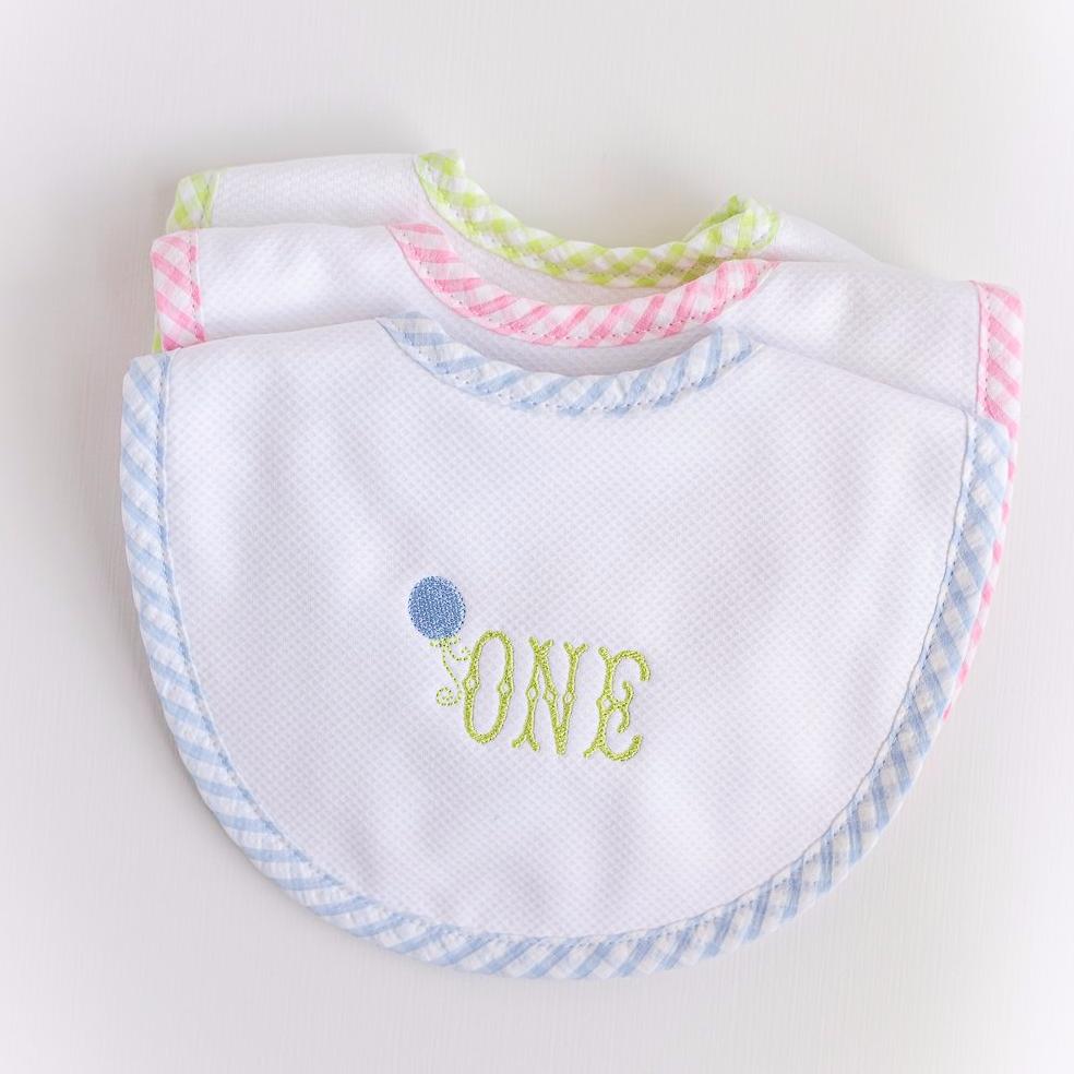 Gingham Trimmed Bibs (3 Colors)