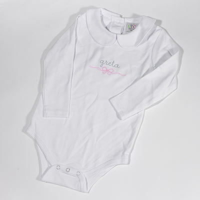 shirts Peter Pan Collared Bodysuit with Snaps (Short & Long Sleeve)