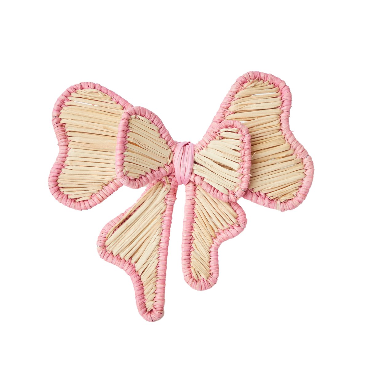 Bow Napkin Ring, Natural with pink trim
