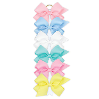 Wee Ones, Medium Bow w/ Scalloped Edge, Pearl Pink