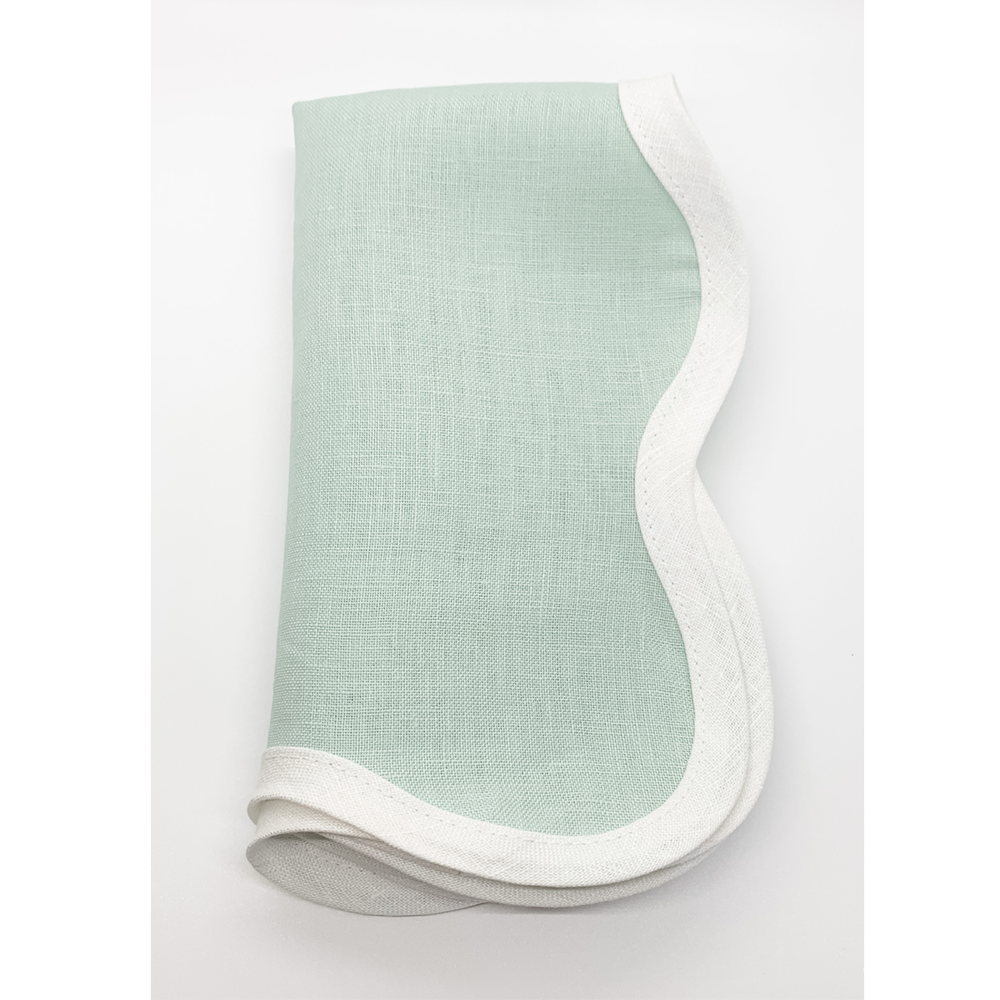 Scalloped Square Napkin, Sage Green (set of 2)