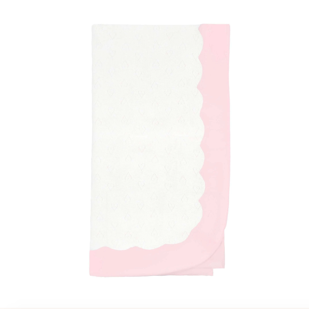 Little Heart Scalloped Blanket (Pink or Blue)
