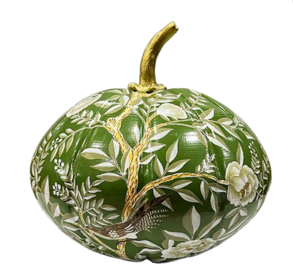 Green Chinoiserie Pumpkin, Small