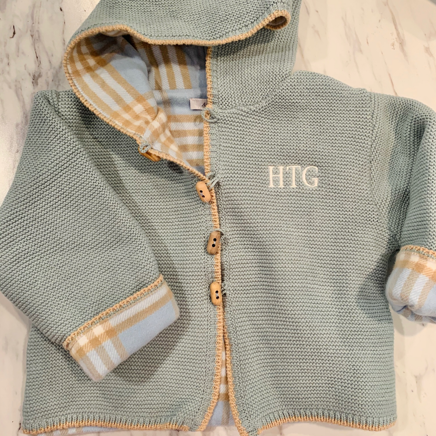 Mere Fille Designs Seedstich Hooded Sweater Jacket Embroidered Monogram Name