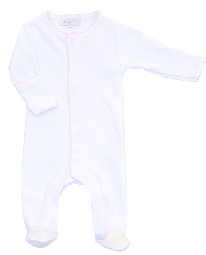 Magnolia Baby Colored Trim Footie (Blue or Pink)