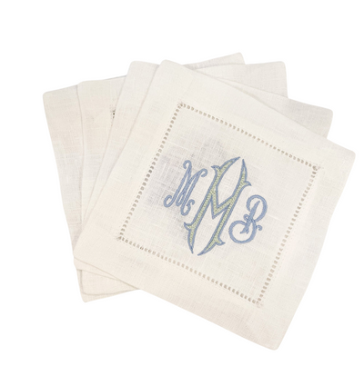 White Hemstitch Cocktail Napkins