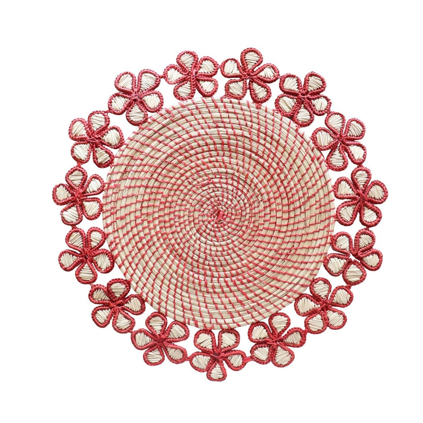 Flower Woven Placemat, Red