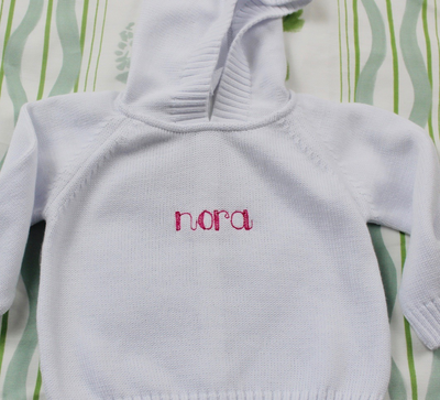 Mere Fille Designs Little Ones Zip Back Sweater Embroidered Monogram