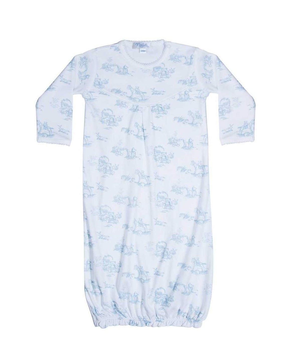 Blue Toile Gown, 0-3m