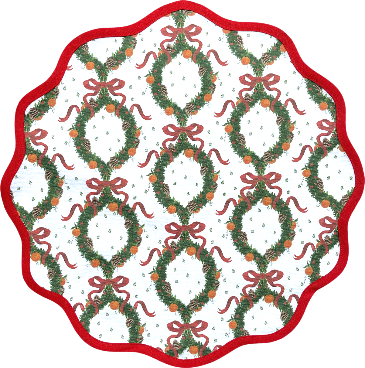 Red Holiday Wreath Round Placemat (set of 2)