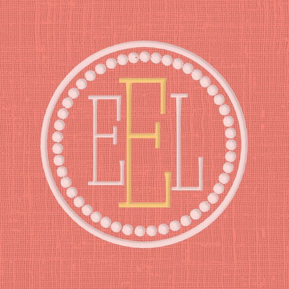 Circle Dot Three Letter Custom Embroidery Monogram Mere Fille Designs Kansas City