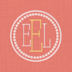 Circle Dot Three Letter Custom Embroidery Monogram Mere Fille Designs Kansas City