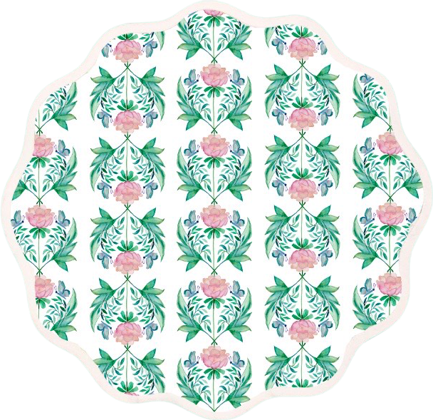 Round Scalloped Placemat, Garden Rose