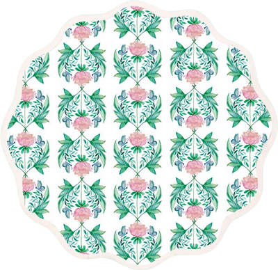 Round Scalloped Placemat, Garden Rose