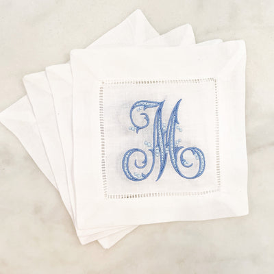 White Hemstitch Cocktail Napkins