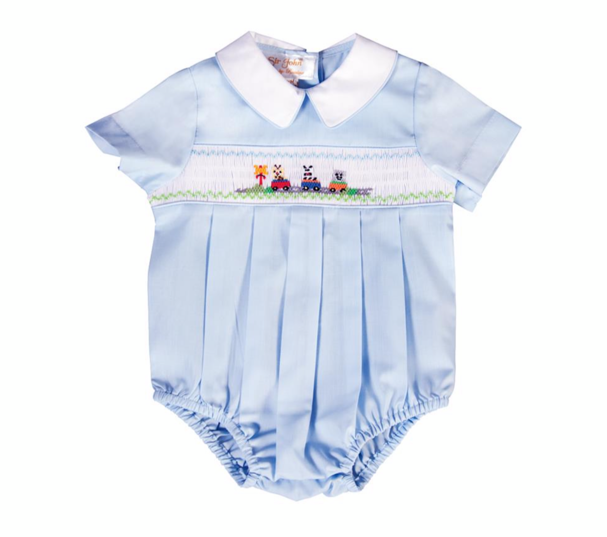 Smocked Animal Train Boy Bubble